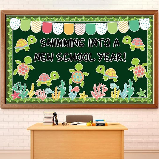 Sea Turtle Bulletin Board Set Ocean Cutout Classroom Decoration Summer Under The Sea Animal Border Wall Decor for Education Learning School Supplies