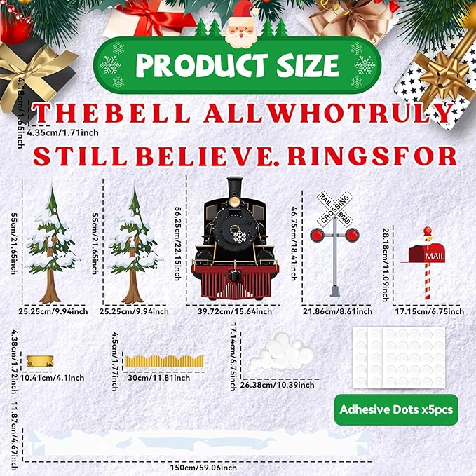 Christmas Train Bulletin Board Decoration Set Christmas Polar Golden Tickets Name Tag Xmas Movie Train Theme Cutouts for Classroom School Home Chalkboard Office Winter Holiday Party Decor Supplies