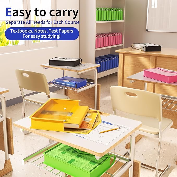 7 Pack Plastic Expanding File Folder, Transparent envelopes with Snap Closure,No Dividers,Large Capacity,Assorted Colors,Bills&Taxes,Letter/A4 Size for School/Office/Home