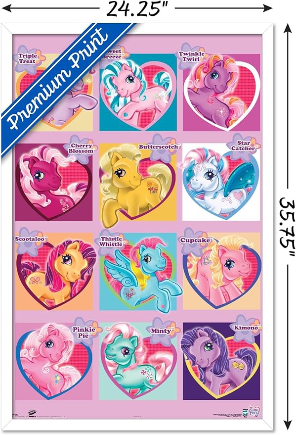Trends International Hasbro My Little Pony - Chart Wall Poster, 22.375" x 34", White Framed Version
