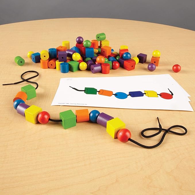 Learning Resources Beads and Patterns Card Set, Lacing Beads, 130 Pieces Ages 3+