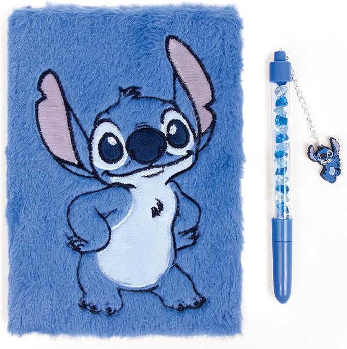 Make It Real: Disney: Stitch Cool Vibes Fuzzy Journal & Pen - 192 Lined Pages W/Fun Quotes & Images, Character Charm Pen, Plush Diary Cover, Kids 6+