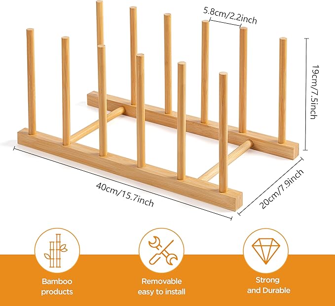 HBlife Desk File Organizer 5 Section Upright File Sorter, 2 Pack Bamboo File Holder for Home, Office & School