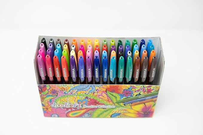 Zebra Pen, doodler’z Gel Stick Pens, 1.0mm Needle-Point Tip, Glitter, Neon, Pastel, Metallic Gel Ink, Vibrant Assorted Colors, Water-Based Ink, Art and School Pens, 60 Count Pack (41960)