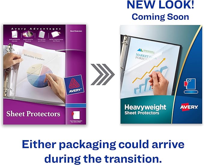 Avery Clear Heavyweight Sheet Protectors, Non-Glare, Easy Load, 50 Document Protectors (74107)