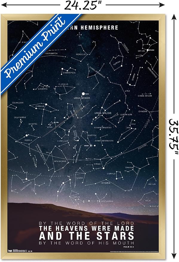The Stars Wall Poster, 34L" x 22.4W", Gold Framed Version
