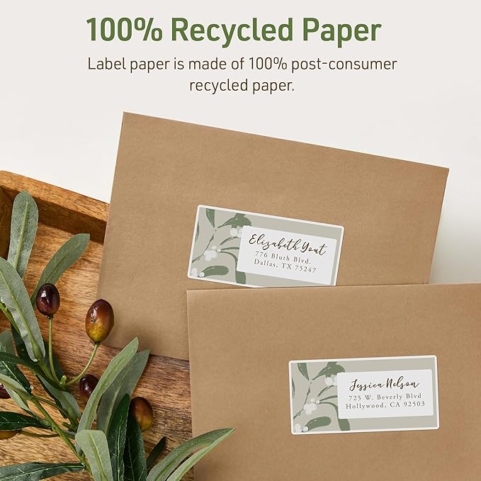 Avery EcoFriendly Recycled Shipping Labels, 2" x 4", White, Permanent Adhesive, Laser & Inkjet Printers, 1,000 Total, Great for Shipping and Mailing, Product Merchandising, and More (48163)