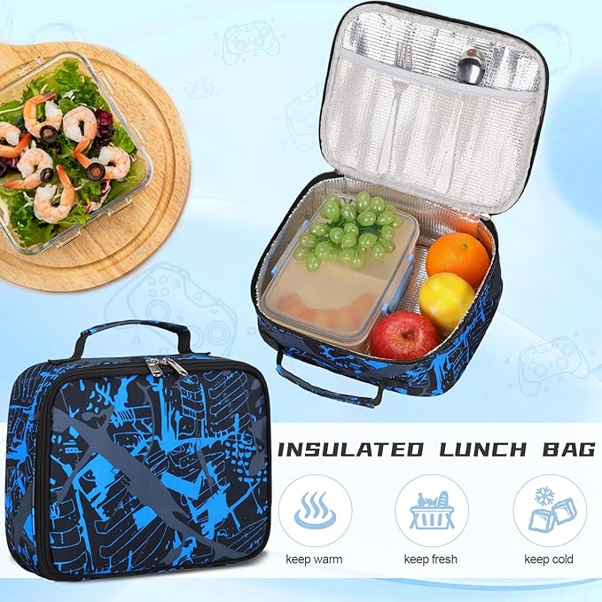 Boys Backpack for School, 3PCS Cool Luminous Gamer Backpack for Boys with Lunch Box Pencil Case, Kids Backpacks Bookbag for Teen Boy Elementary Middle High School with USB Charging Port