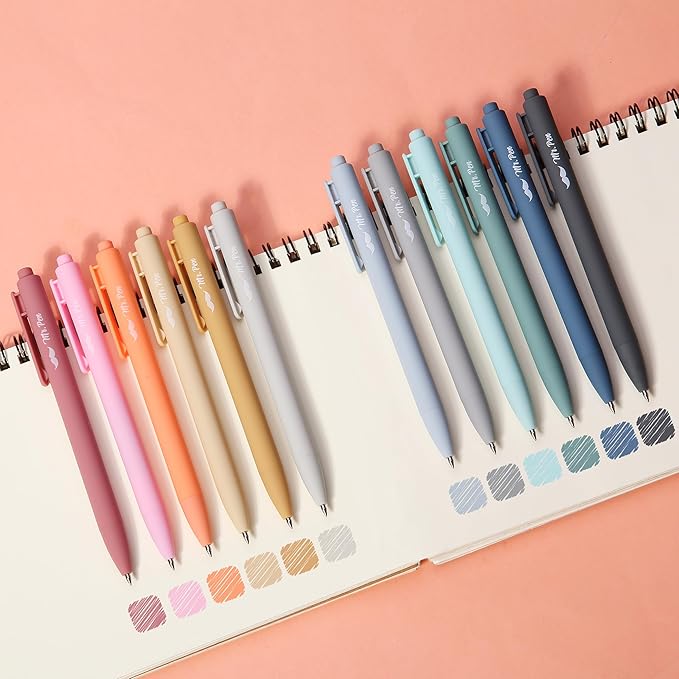 Mr. Pen- Retractable Gel Pens for Journaling, 12 Pack, Assorted Color Ink(Sweet Haze), Fast Dry, Colorful & Soft grip Barrels, Smooth Writing, 0.5mm Fine Point Aesthetic Pens