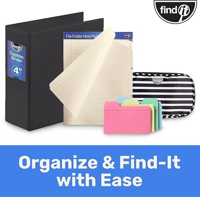 Find It File Folder Notepad - Pack of 12-9.5 x 12.5 Inch Notebook Organizer Folders for Filing, Document, and Clipboard Organization - Assorted Colors