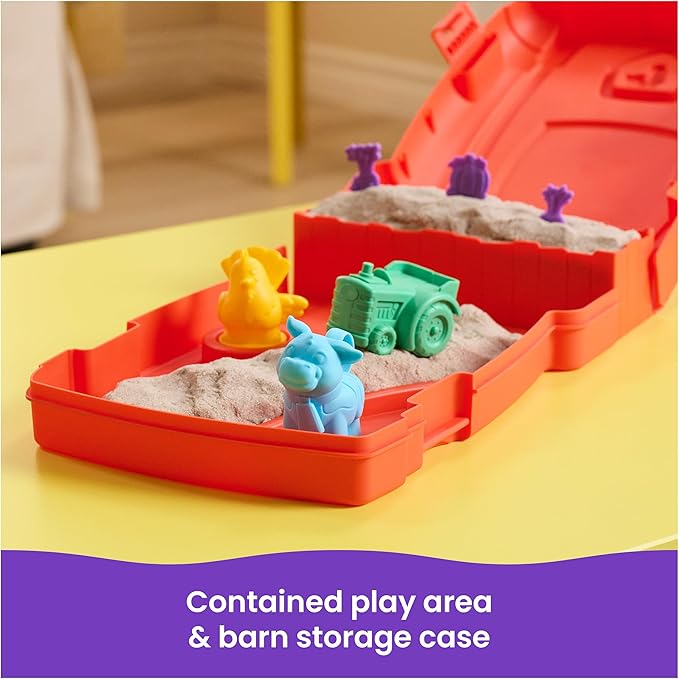 Kinetic Sand, Sandy Farm Set, Creative Easter Gifts, Includes 12oz Moldable Play Sand, 6 Tools & Molds, Storage Case, Toddler Toys for Ages 3 and up