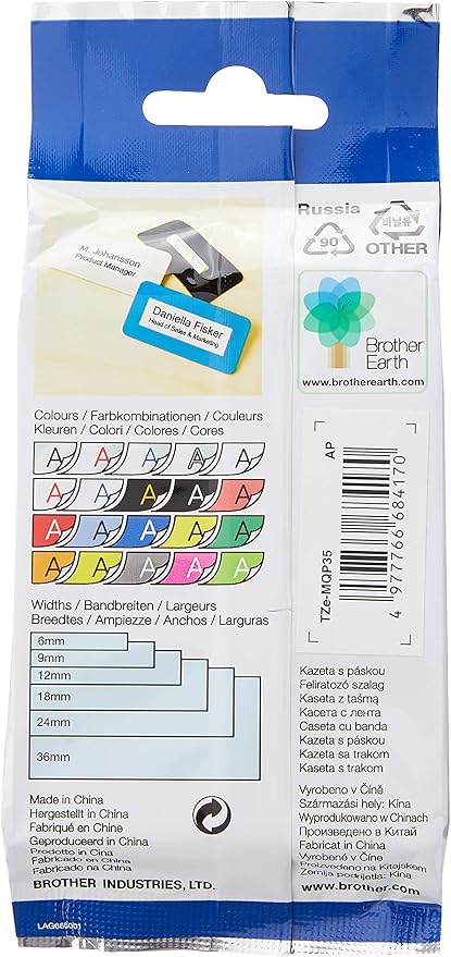 Brother TZe-MQP35 Laminated 12mm Tape Cassette - White on Berry Pink