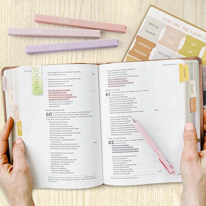 Bible Study Supplies, Journaling Kit Accessories with No Bleed Bible Highlighters, Permanent Markers, Colored Gel Pens, Index Tabs, Magnetic Bookmarks, Sticky Notes, Christian Gifts for Women