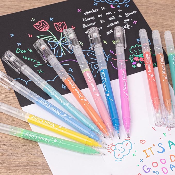 SASPOO Acrylic Gel Pens for Drawing,Colors Gel Paint Pens Ultra Fine ST Point 1.0, Set of Acrylic Marker Pens Color Ink for Journaling, Crafts Art Supplies (24)