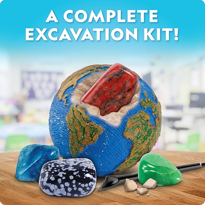National Geographic Outer Space Gemstone Dig Brick Set – 24 Dig Bricks with Real Crystals, Excavation Tools & Learning Guide, Space STEM Toys and Science Kit, Fun Classroom & Party Activity