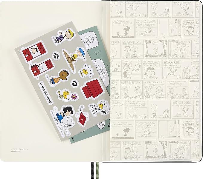 Moleskine Limited Edition Peanuts 'Charlie Brown & Friends' Notebook, Hard Cover, Large (5" x 8.25"), Ruled, Dark Gray, 176 pages