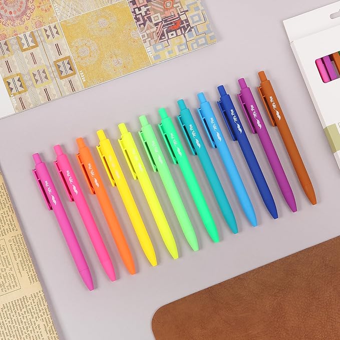 Mr. Pen- Retractable Gel Pens, 12 Pack, Bright Color Ink Gel Pens, Gel Pen Fine Point 0.7mm, Retractable Pens