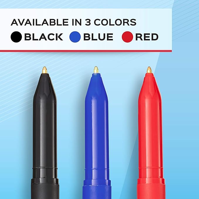 Paper Mate® Ballpoint Stick Pens, Medium Point, 1.0 mm, Black Barrel, Black Ink, Pack Of 12