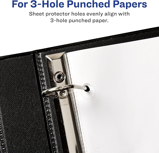 Avery Diamond Clear Page-Size Sheet Protectors, Pre-Punched for Use with Tab Dividers, Top Load, 50 Document Protectors (74203)