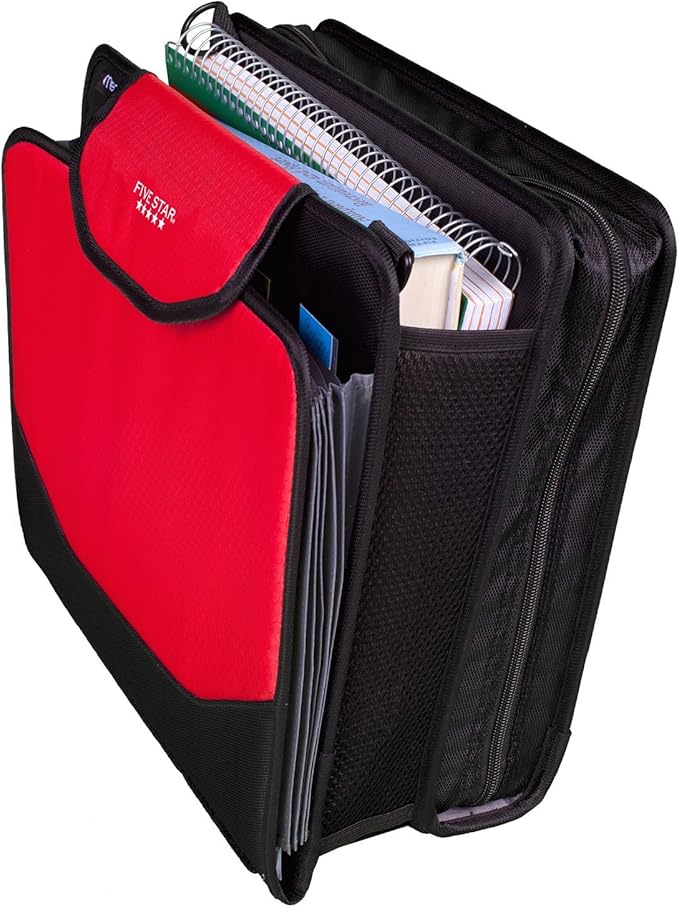 Five Star Sewn Zipper Binder, Fabric, 2 Inch 3 Ring Binder With 4 Inch Capacity, Assorted Colors, Color Selected For You, 1 Count (Pack of 1)