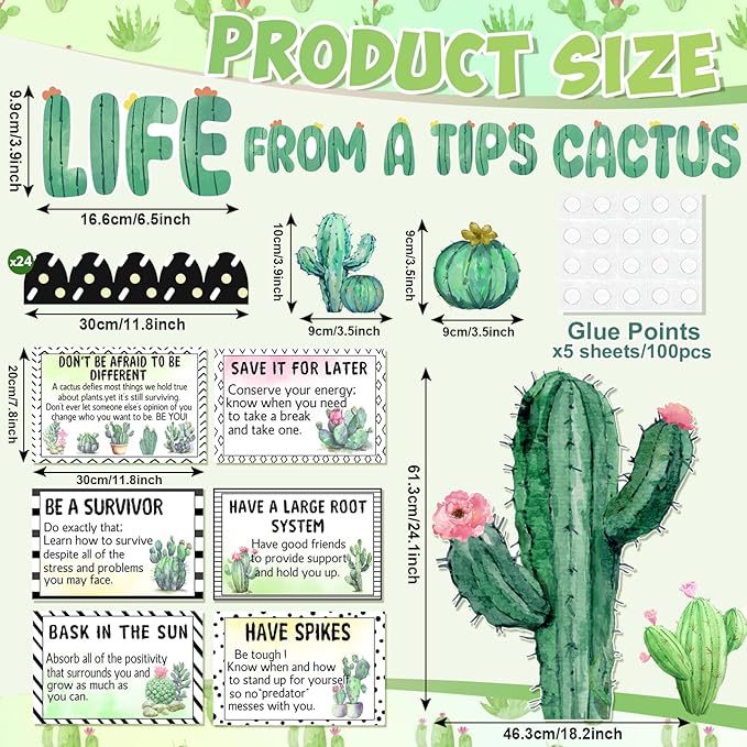 Cactus Bulletin Board Decorations Plant Motivational Bulletin Board Set for Back to School Decorations Succulent Classroom Decor