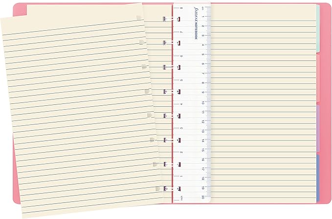 FILOFAX Refillable Pastel Notebook, A5 (8.25" x 5") Rose - 112 Cream moveable pages - Index, pocket and page marker (B115053U)