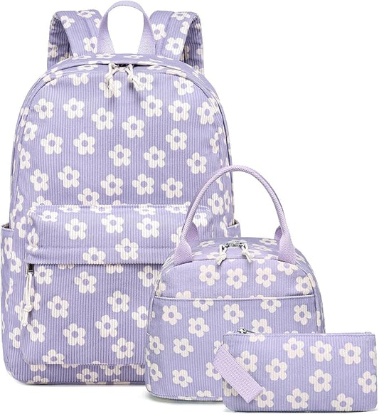 Bluboon School Backpack Set Girls Womens Laptop Bookbag Casual Daypack Fits 15 inch Laptop with Lunch Tote Bag and Pencil Bag