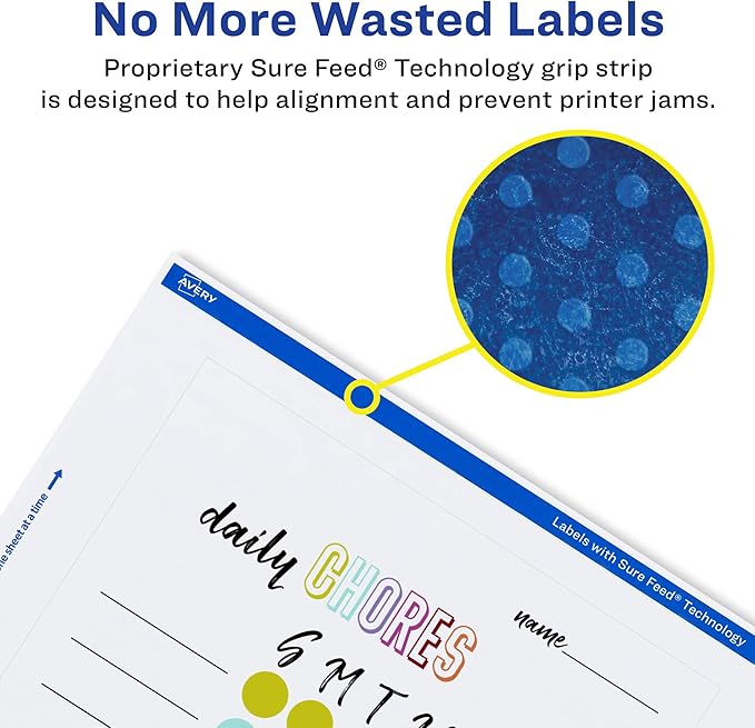 Avery Glossy White Rectangle Labels, Sure Feed Technology, 5" x 6", 200 Glossy White Labels, Permanent Adhesive, Laser/Inkjet Printable