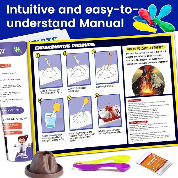 150+ Experiments Science Kits for Kids, STEM Activities Educational Science Kits Gifts with Chemistry Set, Erupting Volcano and Growing Crystal Tree (Science kit)