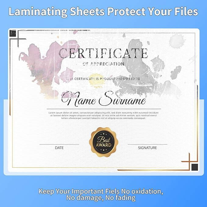 Thermal Laminating Sheets, 9” x 11.5” Laminating Sheets, 3 Mil Thickness Clear Laminating Pouches, Compatible Thermal Laminators, 50 Packs.