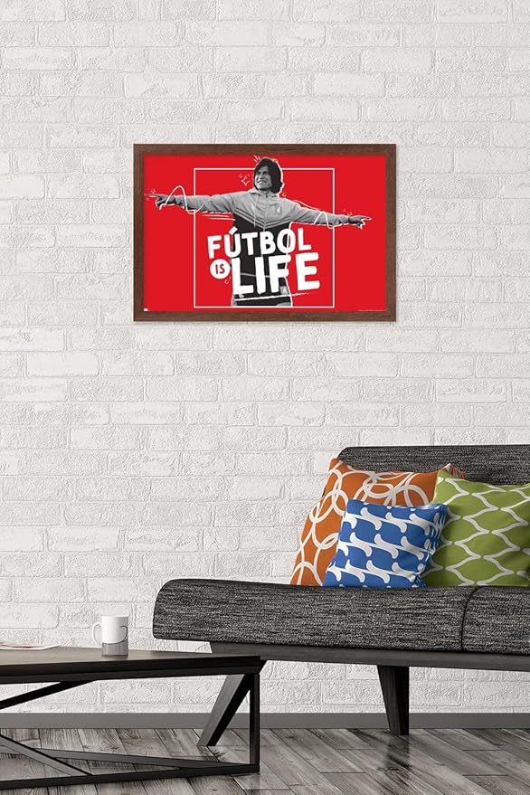 Ted Lasso - Futbol is Life Wall Poster, 22.4L" x 14.7W", Mahogany Framed Version
