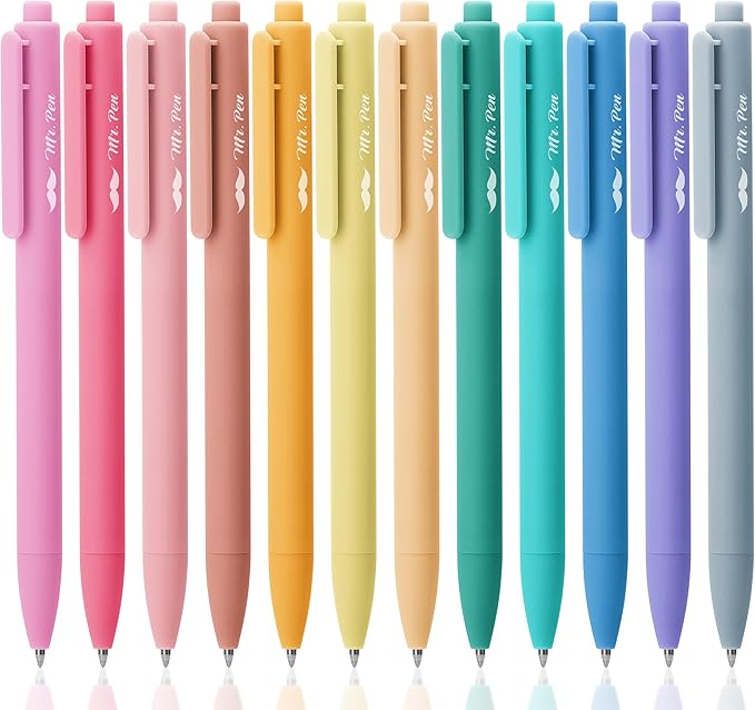 Mr. Pen- Retractable Gel Pens, 12 Pack, Assorted Colors, Fast Dry, Gel Pens Fine Point 0.7mm