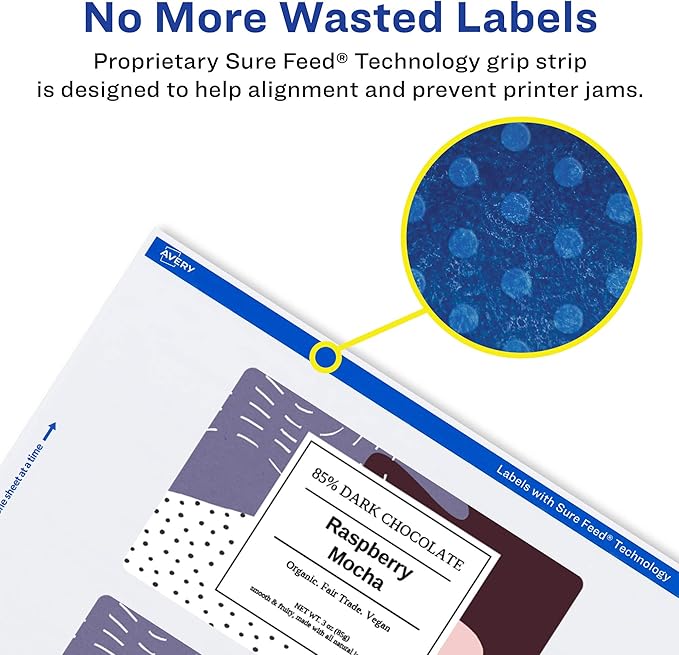 Avery Glossy White Rectangle Labels, Sure Feed Technology, 3" x 5", 75 Glossy White Labels, Print-to-The-Edge, Permanent Adhesive, Laser/Inkjet Printable