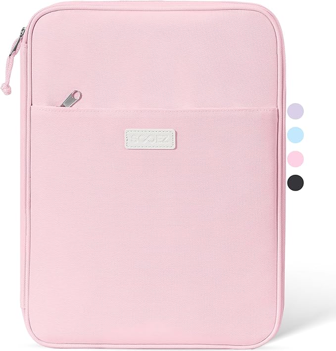 Sooez Zipper Binder Bag, 1 Inch Binders 3 Ring O-Ring, 5-Tab Dividers Expanding File Folder, 420-Sheet Capacity Three Ring Binder, Cute Organizer Storage for Student School Classroom Supplies, Pink