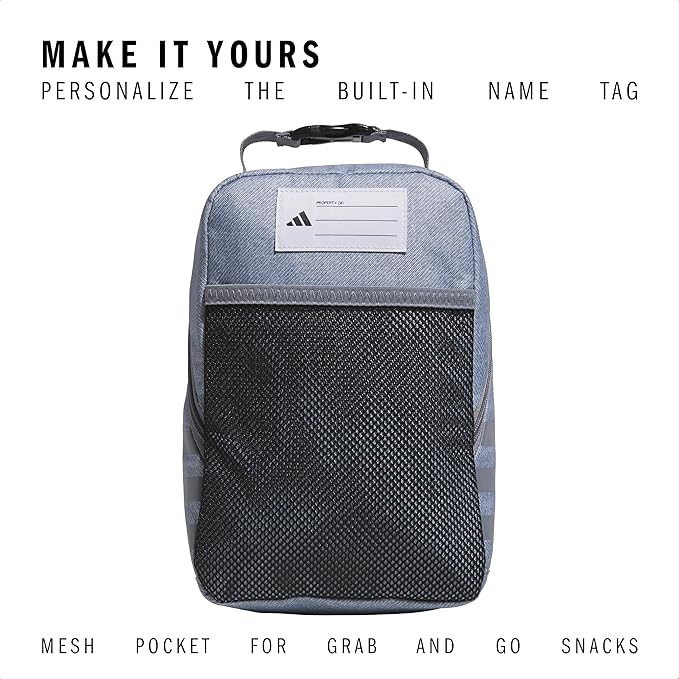 adidas Santiago Lunch Bag Cooler for Women and Men, Insulated Food Container Box with Mesh Pocket, Twill Grey/Rose Gold/3.0, One Size
