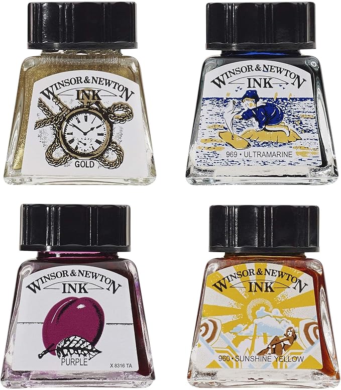 Winsor & Newton, Gold Drawing Ink, 14ml Bottle, Airbrush