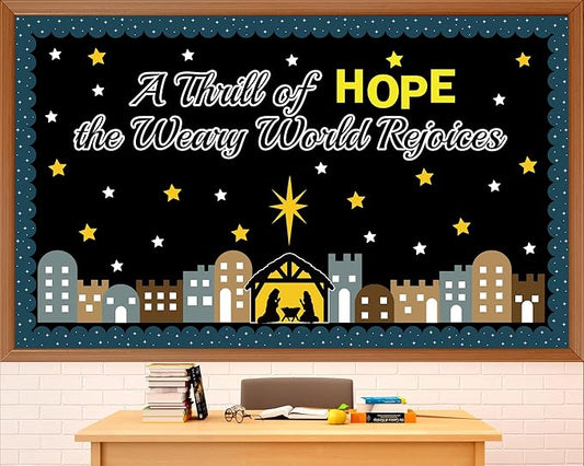 Nativity Bulletin Board Set Classroom Decorations Religious Christmas Paper Cutout with Jesus Christian Advent Bulletin Board Nativity Scene Cutout for Sunday School Xmas Holiday Church Decor Supplies