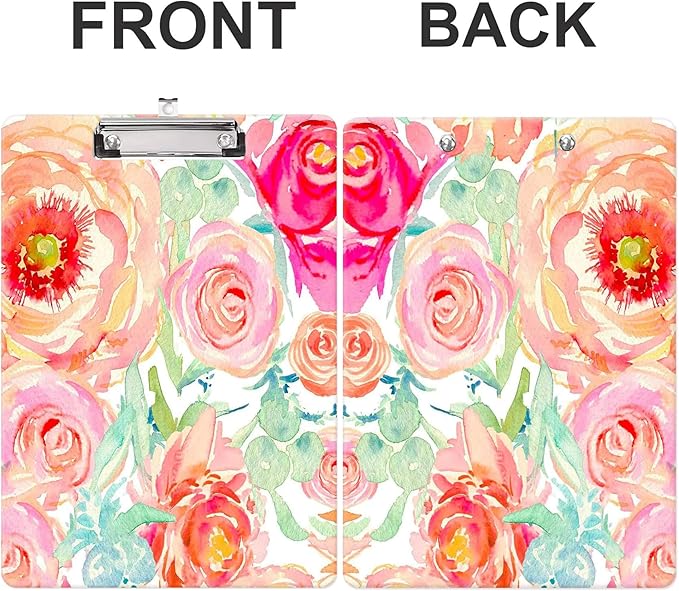 Fashion Clipboard, A4 Letter Size Wooden Decorative Clipboards for Teacher, Nurse, Doctor,Student and Kids, Cute Design for Standard Size 12.2" x 8.9" (C-Pretty Floral)