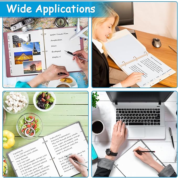 Binder Dividers for 3 Ring Binder, 1/5 Cut Tabs, Letter Size, Blank Write On Page Dividers with 5 Big Tabs for School Office Home, 12 Sets, 60 Dividers, White