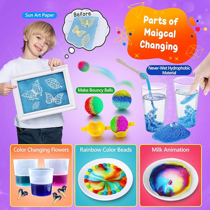 UNGLINGA 111 Experiments Science Kit for Kids, Chemistry Set, S.T.E.M Toys Boys Girls Birthday Gifts, Volcano, Crystal, Physics Lab Educational Learning Project