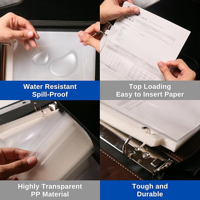 50 Sheet Protectors 8.5 x 11 for 3 Ring Binder, Heavy Duty, Clear Page Protector, Polypropylene Plastic Sleeves, Top Loading, Reinforced Holes, Archival Safe - Performore