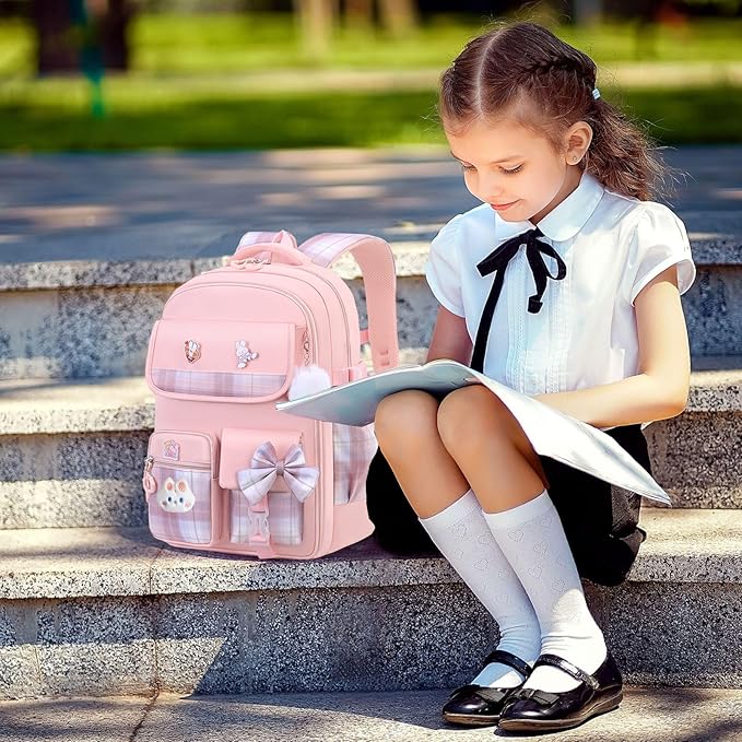 Girls Backpack,Kids School Backpack With Lunch Box Pencil Case Set,Cute Childrens Schoolbag For Girls