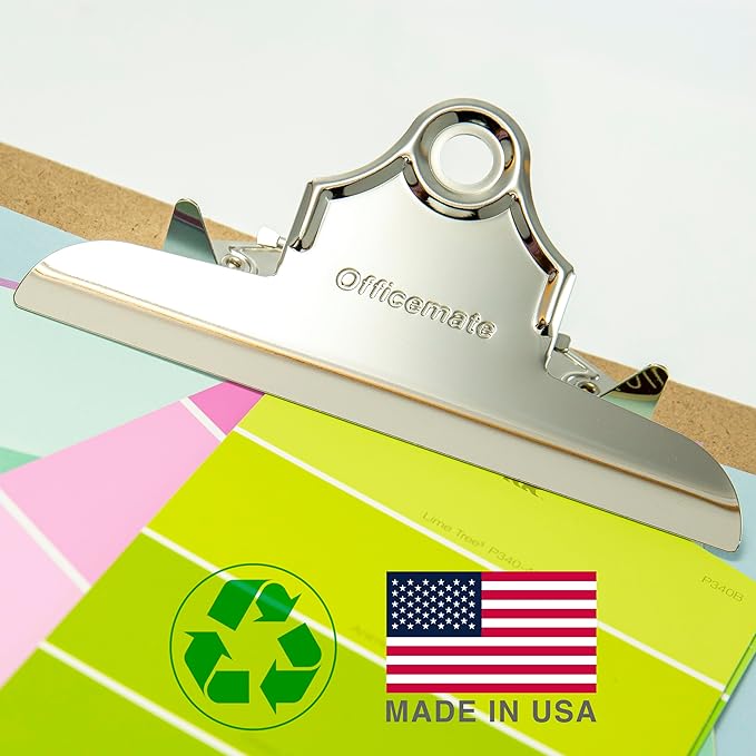 Officemate Recycled Wood Clipboards, 6 Inch Clip, 24 Pack Clipboards, Letter Size (9 x 12.5 Inches), Brown (83724)