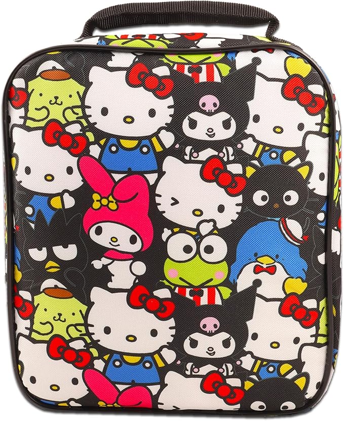 Hello Kitty Backpack with Lunch Box for Set - Bundle with 16" Hello Kitty Backpack, Hello Kitty Lunch Bag, Water Bottle, Tattoos, More | Hello Kitty School Backpack for Girls