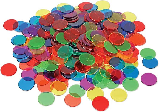 Learning Resources Transparent Color Counting Chips - 250 Pieces, Ages 5+ Math Counters for Kids, Counting Chips, Perfect for Bingo Games