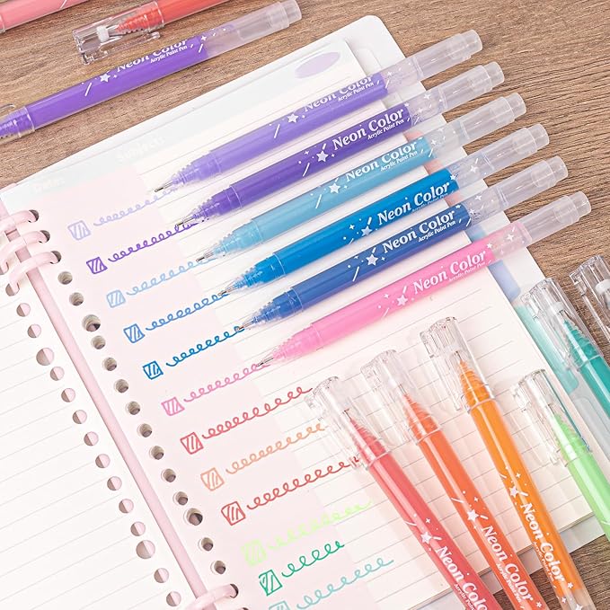 SASPOO Acrylic Gel Pens for Drawing,Colors Gel Paint Pens Ultra Fine ST Point 1.0, Set of Acrylic Marker Pens Color Ink for Journaling, Crafts Art Supplies (24)