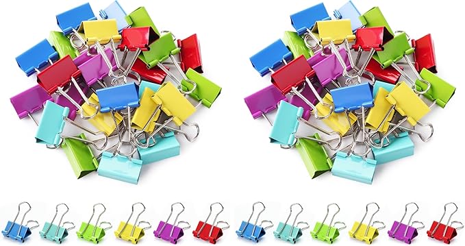 Mr. Pen- Colored Binder Clips, 1.25 inch, 50 Pack, Medium, Color Binder Clips Medium Size, Binder Clip, Paper Clips for Paperwork, Office Clips