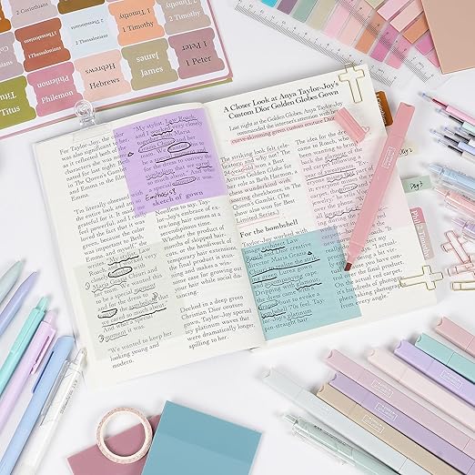 Nicpro 76PCS Bible Study Supplies Journaling Kit for Women, Bible Journal Set, Christian Gifts, Cute Spiral Notebook Stationary Set with Pen Case, Pastel Highlighter & Gel Pens No Bleed, Sticky Notes