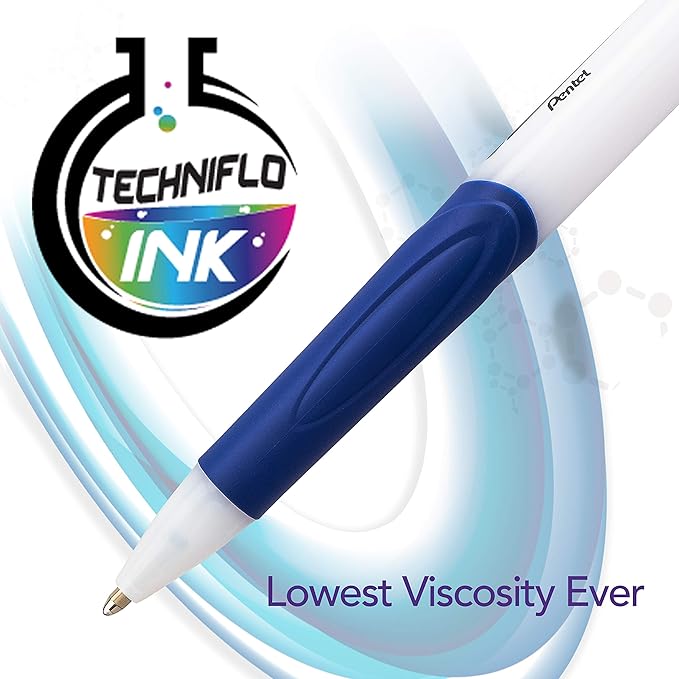Pentel GlideWrite with TechniFlo Ink Ballpoint Pen, (1.0mm) Med. Line, Black/Blue Ink, 48 Pieces (BX910AC-4)
