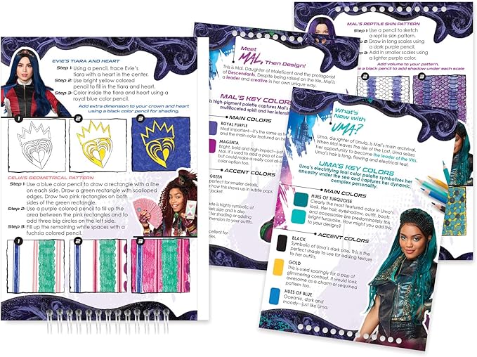 Disney Descendants 3 Fashion Design Sketchbook for Girls - Create Outfits with Evie & More, Includes Stencils, Stickers, Design Guide - Gift for Kids Ages 6+, Develops Real-World Skills Make it Real